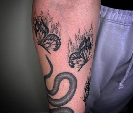 Tattoos - Dayton Smith flaming butterflies - 144467
